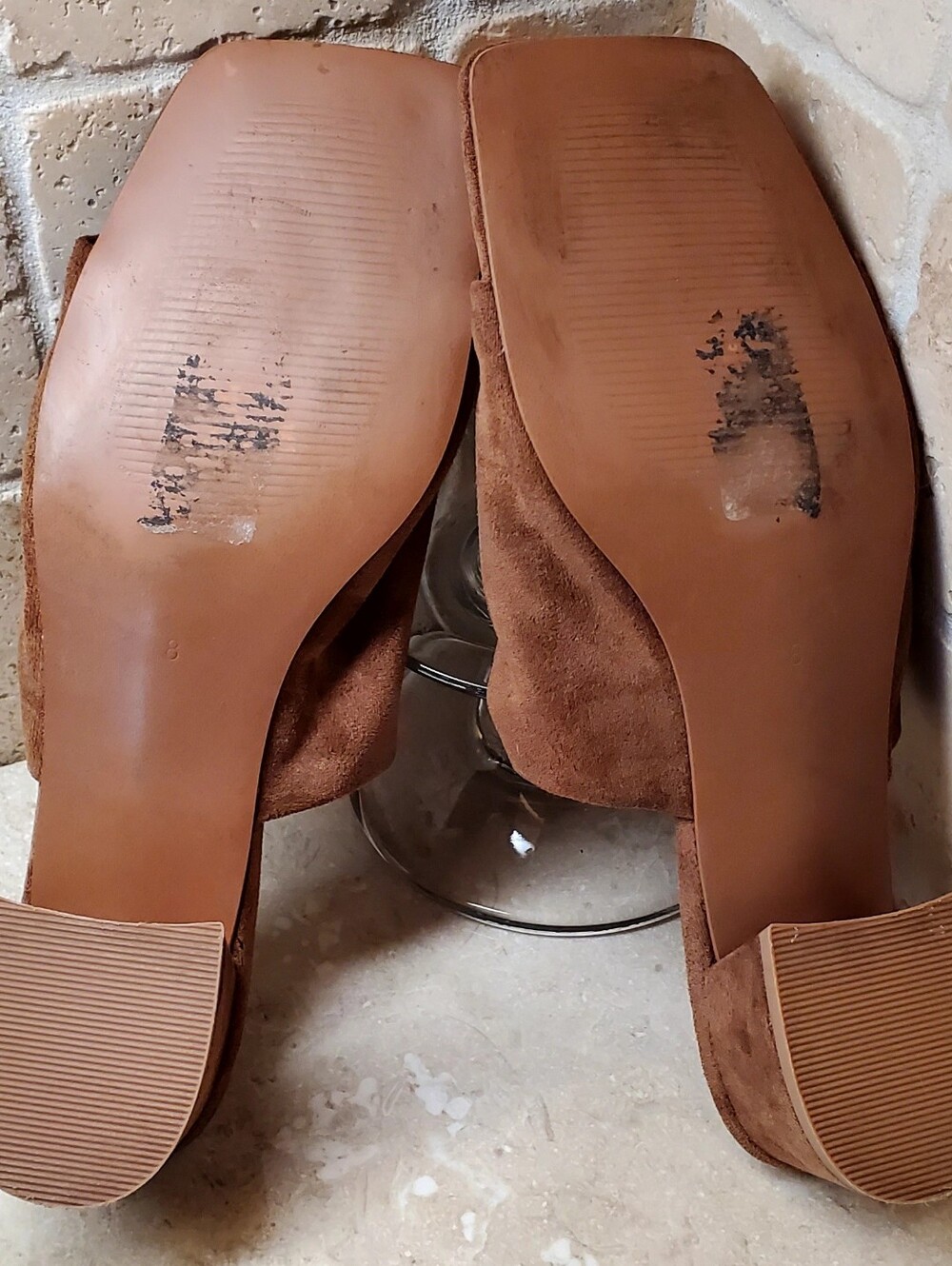 ASOS Design Nyla Heeled Mule Square Toe Sz8 Brown  Vegan Suede Slide Pump Sandal - Picture 5 of 10